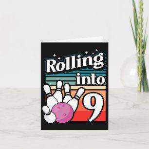 Tarjeta Fiesta de boliche en 9 cumpleaños de bolos