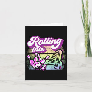 Tarjeta Fiesta de boliche infantil en cuatro bolos cumplea