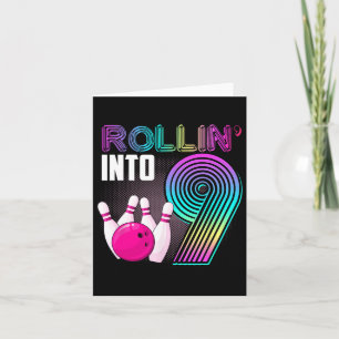 Tarjeta Fiesta de boliche Rollin' al niño Chica 9 de cumpl