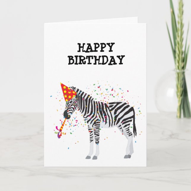 Tarjeta Fiesta de cebra - Animales en la fiesta de cumplea (Anverso)