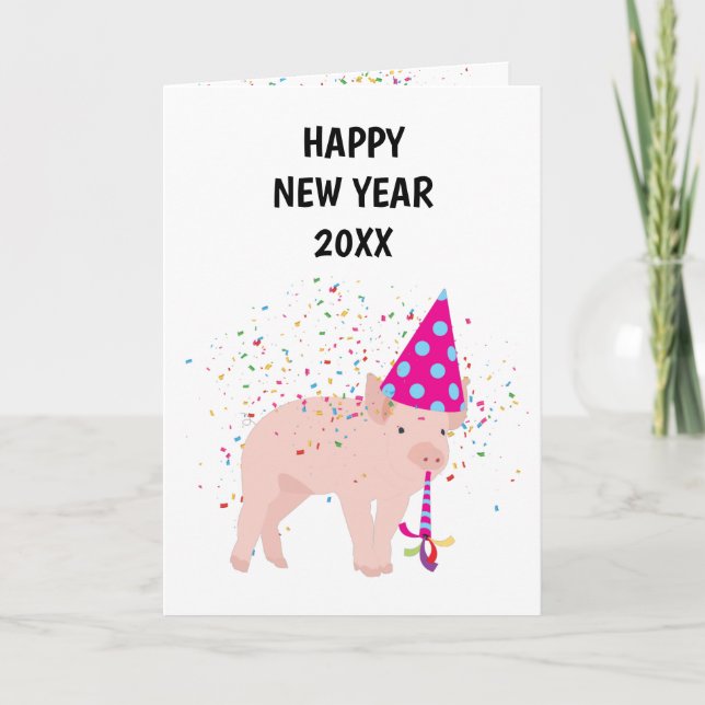 Tarjeta Fiesta de cerdos - Vacaciones de animales en Año N (Anverso)