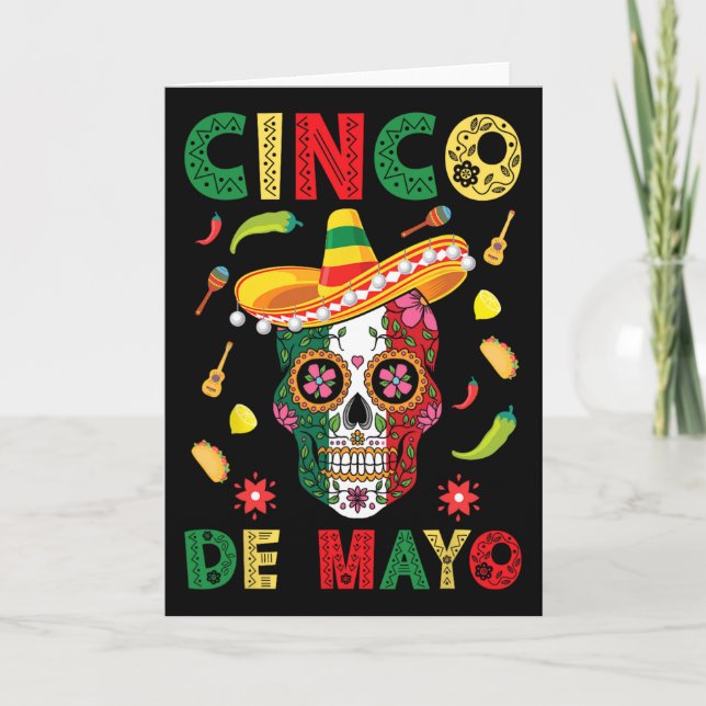 Tarjeta Fiesta de Cinco De Mayo Calavera de Azúcar Fiesta  (Anverso)