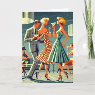 Tarjeta Fiesta de cóctel de baile Martini Moderno de media