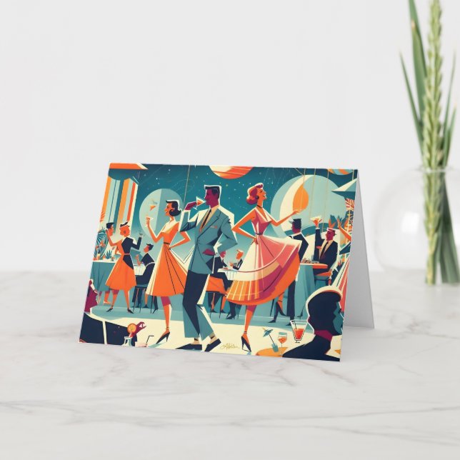 Tarjeta Fiesta de cóctel de la Edad del Espacio de Mediado (Anverso)