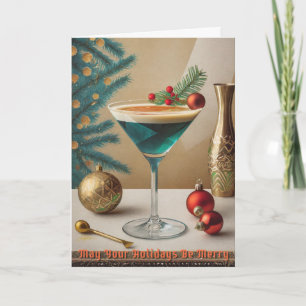 Tarjeta Fiesta de cócteles de Navidad de mediados de siglo