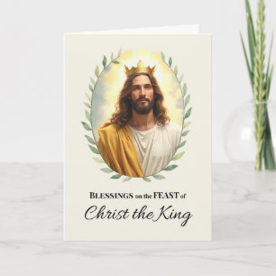 Tarjeta Fiesta de Cristo Rey Bendiciones Corona de Hojas