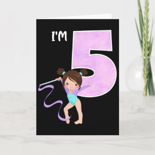 Tarjeta Fiesta de cumpleaños 5 años gimnasta niña Gimnasia