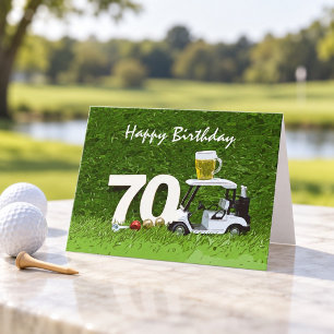 Tarjeta Fiesta de cumpleaños 70 de golf con cerveza en el 