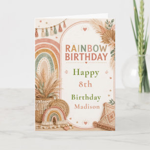 Tarjeta Fiesta de Cumpleaños Arcoíris Boho