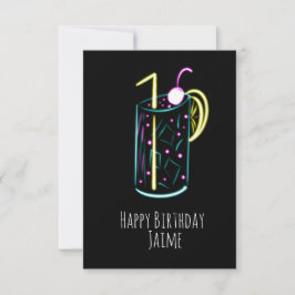 Tarjeta Fiesta de Cumpleaños Bebida de Neón Negra