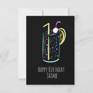 Tarjeta Fiesta de Cumpleaños Bebida de Neón Negra