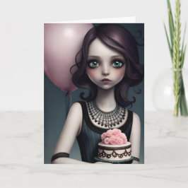 Tarjeta fiesta de cumpleaños, bonito lindo con globos