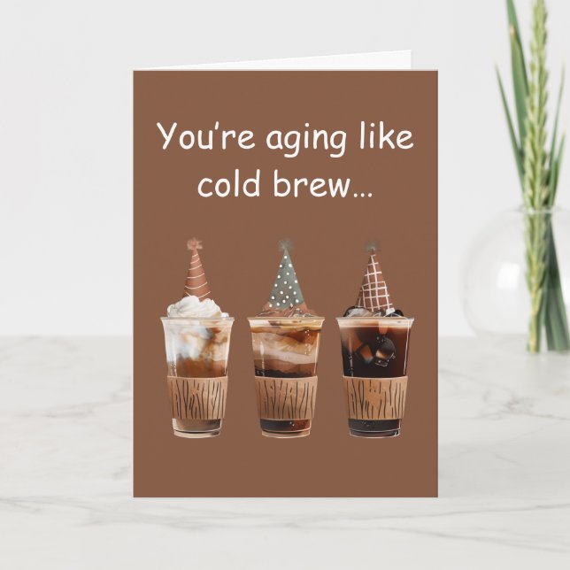 Tarjeta Fiesta de Cumpleaños con Café Cold Brew Vibracione (Anverso)