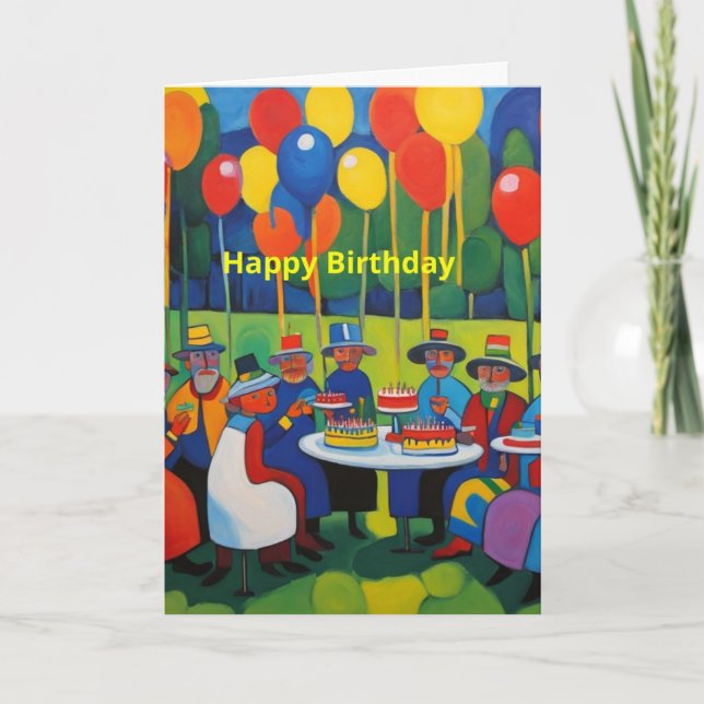 Tarjeta Fiesta de cumpleaños con globos (Anverso)