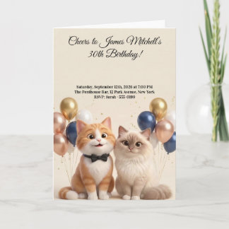 Tarjeta Fiesta de Cumpleaños de Adulto para Amantes de Gat