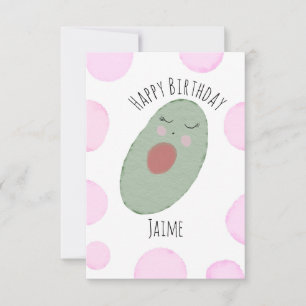 Tarjeta Fiesta de Cumpleaños de Aguacate con Puntos Rosas 