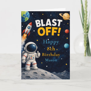 Tarjeta Fiesta de Cumpleaños de Aventura Espacial