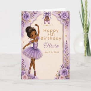 Tarjeta Fiesta de Cumpleaños de Bailarina Morada