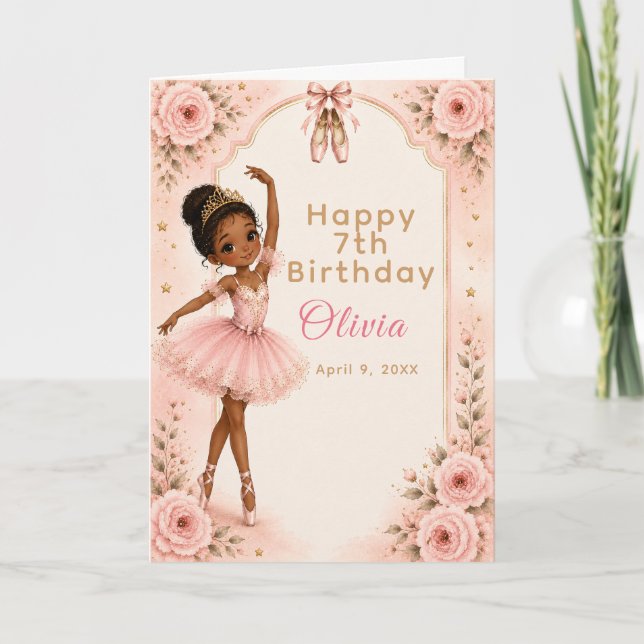 Tarjeta Fiesta de cumpleaños de bailarina rosa (Anverso)