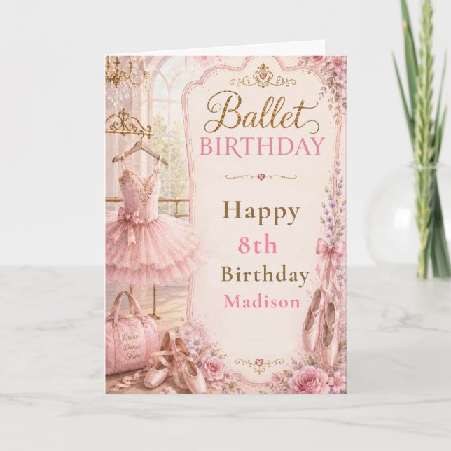 Tarjeta Fiesta de cumpleaños de ballet (Anverso)
