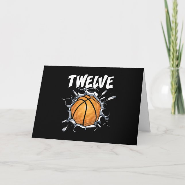 Tarjeta Fiesta de cumpleaños de baloncesto de 12 años niño (Anverso)