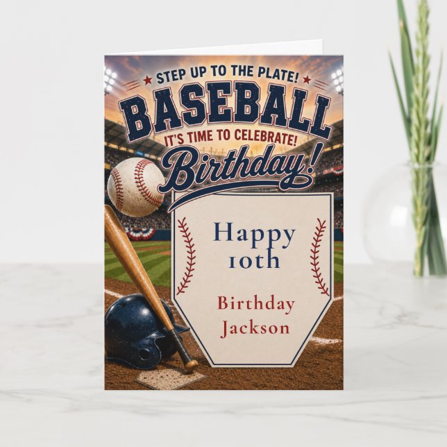 Tarjeta Fiesta de Cumpleaños de Béisbol (Anverso)