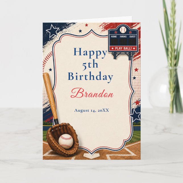 Tarjeta Fiesta de Cumpleaños de Béisbol (Anverso)