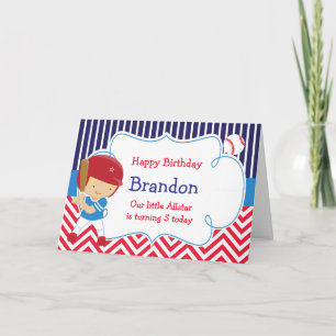 Tarjeta Fiesta de cumpleaños de beisbol Cute Blonde Boy