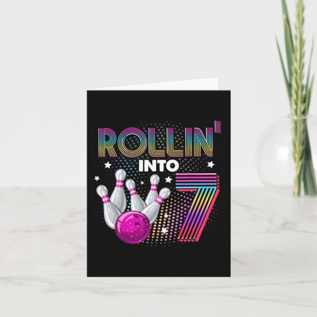 Tarjeta Fiesta de cumpleaños de Bowling en 77º cumpleaños (Anverso)