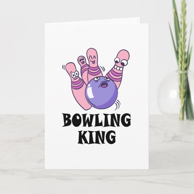 Tarjeta Fiesta de cumpleaños de Bowling King Childrens (Anverso)