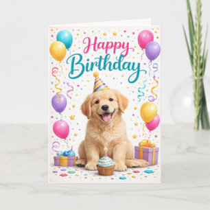 Tarjeta Fiesta de Cumpleaños de Cachorro Adorable