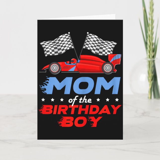 Tarjeta Fiesta de Cumpleaños de Carreras de Autos Cute Mam (Anverso)