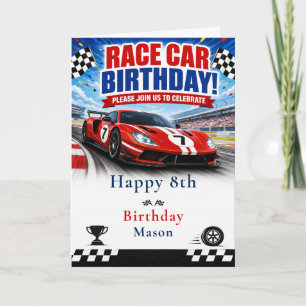 Tarjeta Fiesta de Cumpleaños de Carros de Carreras