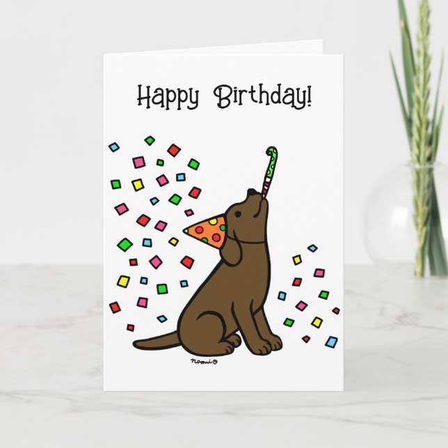 Tarjeta Fiesta de cumpleaños de Chocolate Labrador Confett (Anverso)