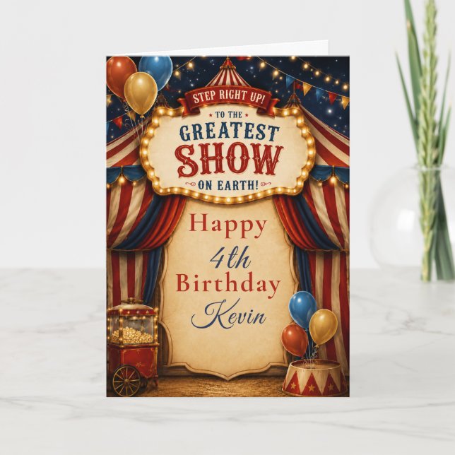Tarjeta Fiesta de cumpleaños de circo (Anverso)