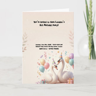 Tarjeta Fiesta de Cumpleaños de Cisne Adorable