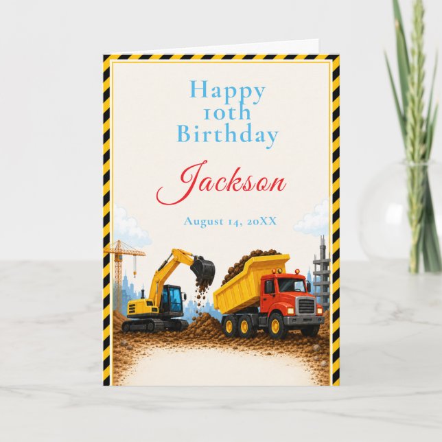 Tarjeta Fiesta de cumpleaños de construcción (Anverso)