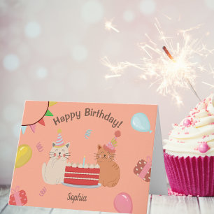 Tarjeta Fiesta de cumpleaños de Cute Kitty Cats