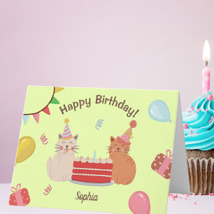 Tarjeta Fiesta de cumpleaños de Cute Kitty Cats