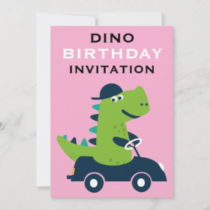 Tarjeta Fiesta de cumpleaños de dinosaurios para niños lin