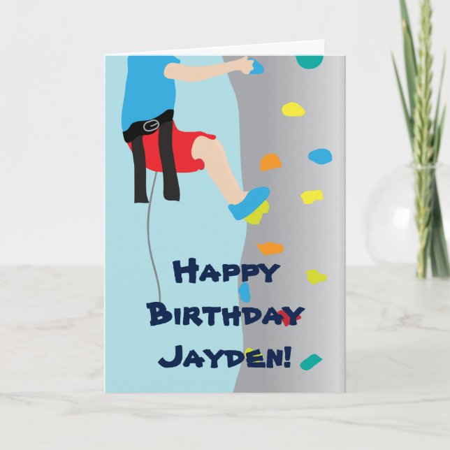 Tarjeta Fiesta de cumpleaños de escalada de pared de rock  (Anverso)