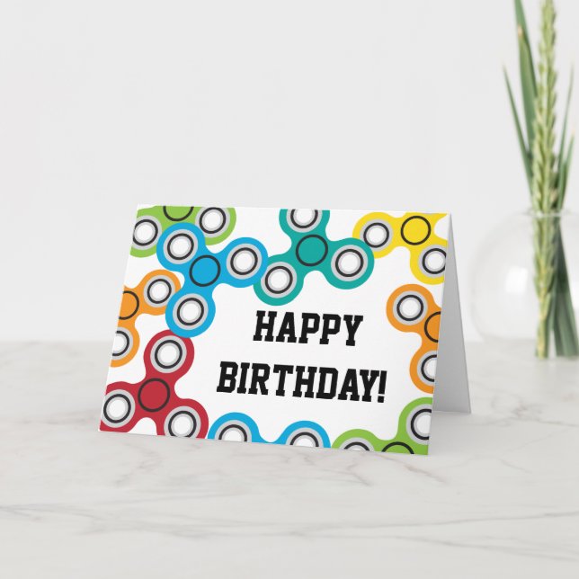 Tarjeta Fiesta de cumpleaños de Fidget Spinner para chicos (Anverso)