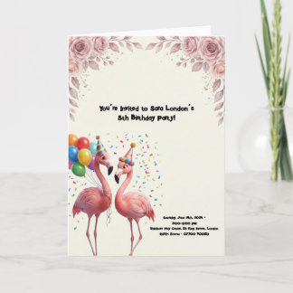Tarjeta Fiesta de Cumpleaños de Flamenco Adorable