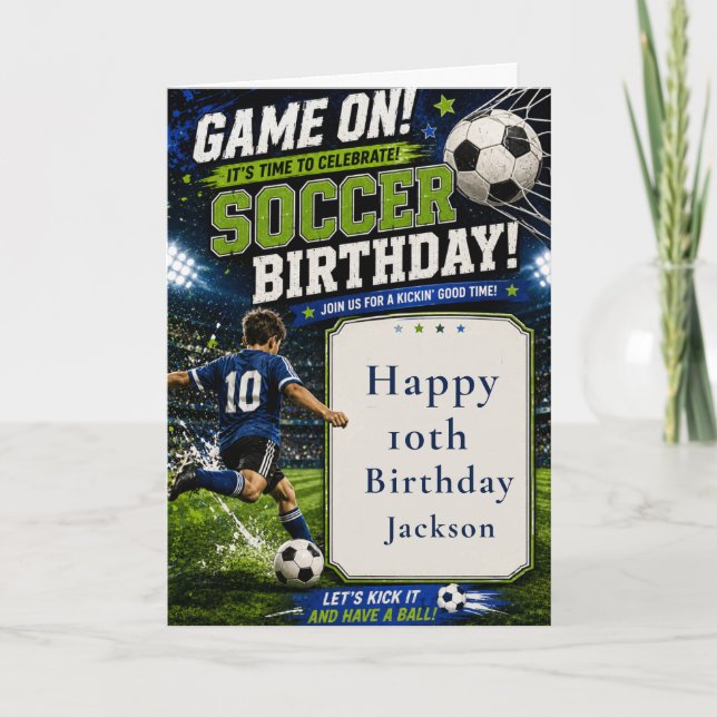 Tarjeta Fiesta de Cumpleaños de Fútbol (Anverso)