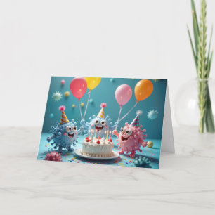 Tarjeta Fiesta de cumpleaños de gérmenes de dibujos animad