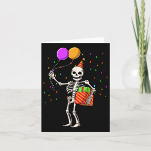 Tarjeta Fiesta de cumpleaños de Halloween Skeleton Cumplea
