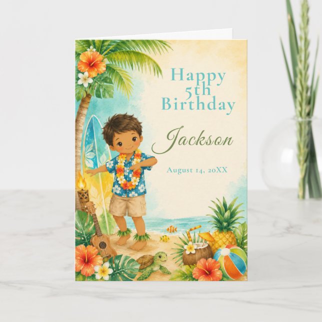 Tarjeta Fiesta de cumpleaños de hula (Anverso)