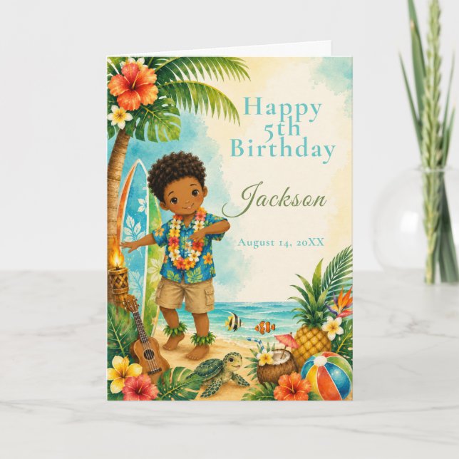 Tarjeta Fiesta de Cumpleaños de Hula (Anverso)