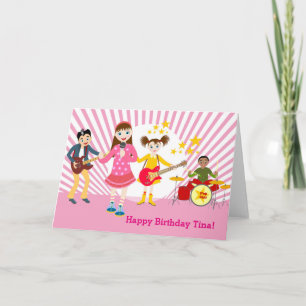 Tarjeta Fiesta de cumpleaños de la estrella pop chica