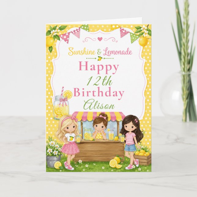 Tarjeta Fiesta de Cumpleaños de Limonada (Anverso)